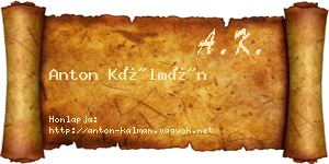 Anton Kálmán névjegykártya