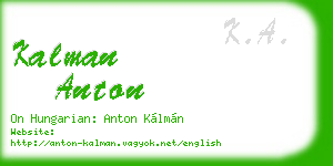 kalman anton business card